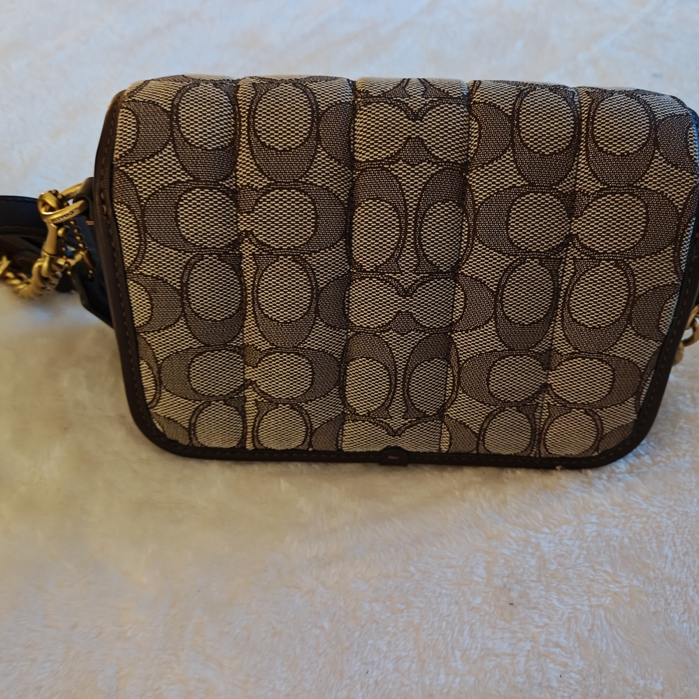 Coach Brown Patterned Crossbody Bag with Gold Chain - Picture 3 of 5